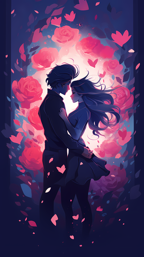 情人节卡通情侣插画设计图片